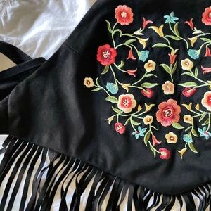 Forever21 Dukes of Dallas embroidered fringe top